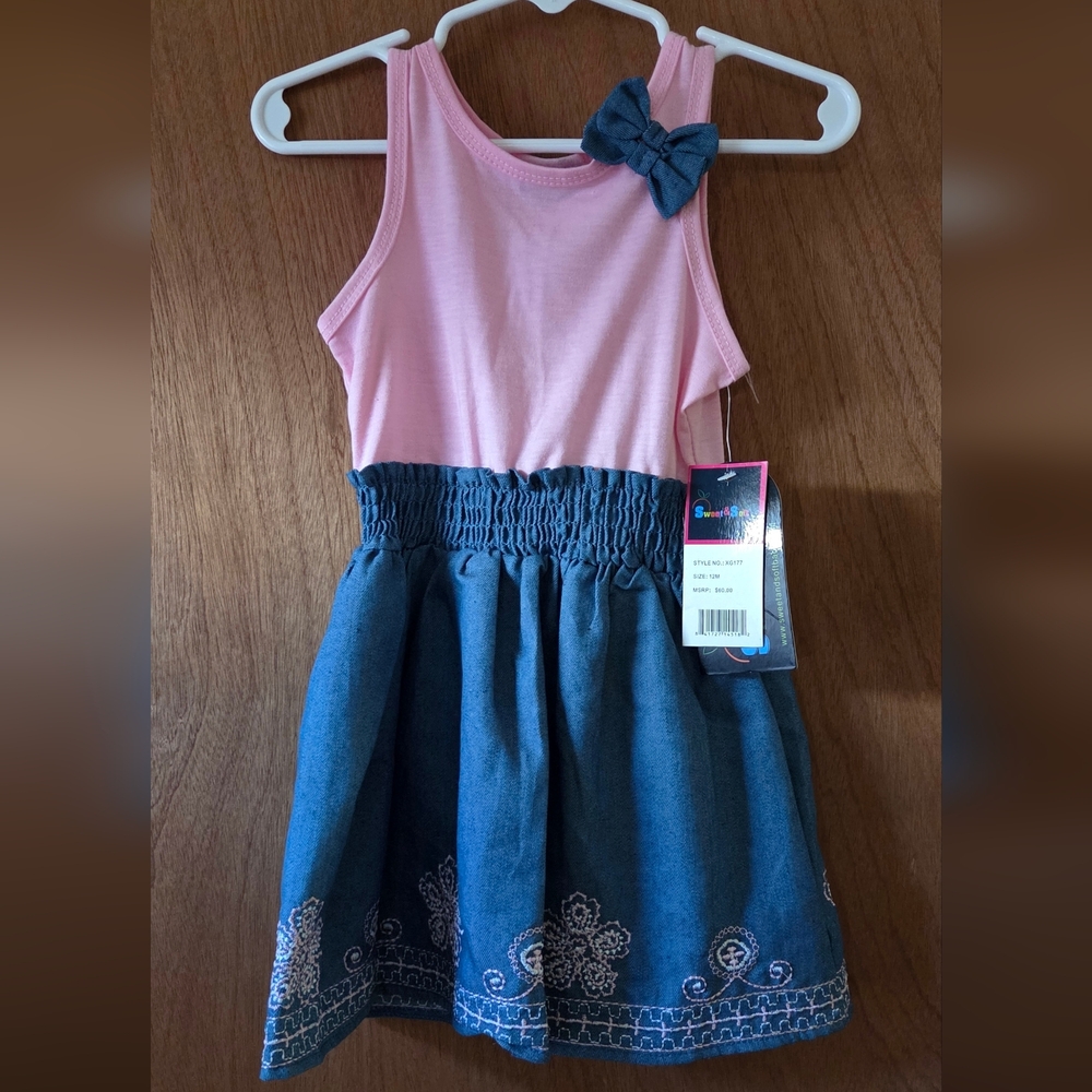 NWT pink and Blue Sleeveless Dress 12 Mo
